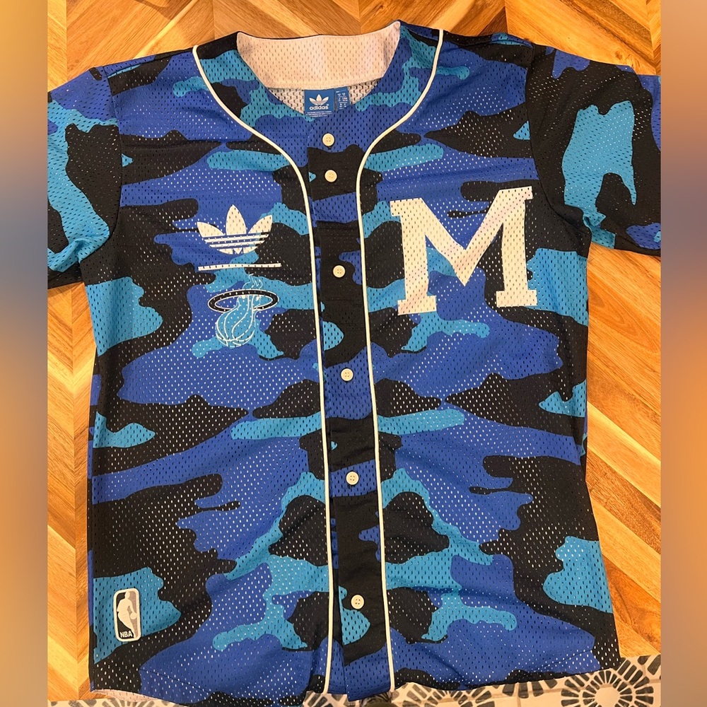 Adidas Miami Heat Retro Button‎ Up Mesh Jersey
